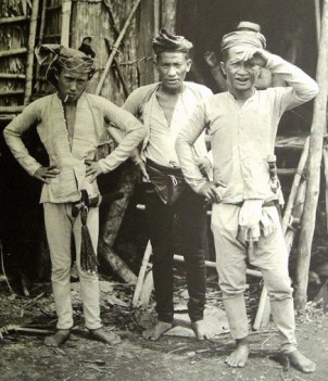Three indigenous tribal men from the Sulu Archipelago in the 1900s.